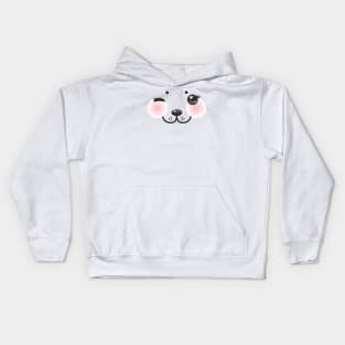 Kawaii funny cat muzzle with pink cheeks and winking eyes (4) Kids Hoodie